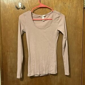H&M basic baby pink ribbed long sleeve